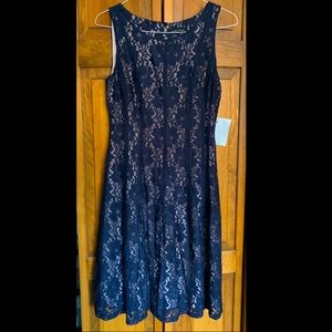 Ivanka Trump navy lace with beige lining dress, size 10